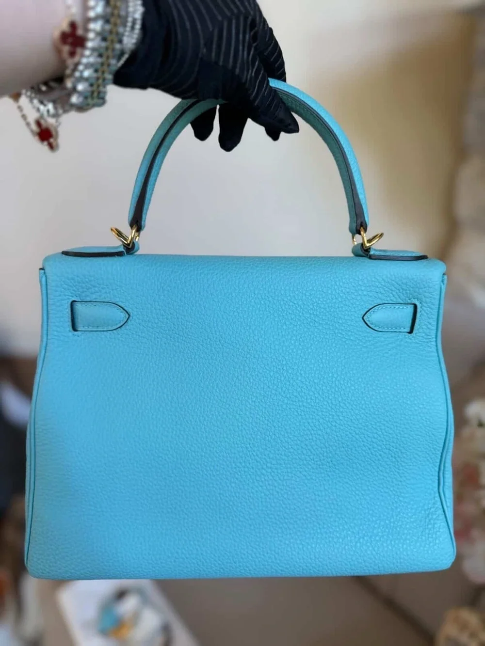 Hermes Kelly 28 Blue Atoll Togo GHW with Twilly & Rodeo Charm Authentic - Picture 3 of 11